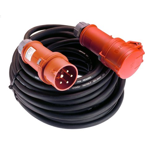 as - Schwabe Starkstrom 61306 - Prolunga CEE 5 m H07RN-F 5G4 – CEE – 400 V/32 A/ca. 22 kW – 5 poli, robusta prolunga CEE per esterni – IP44 – Made in Germany