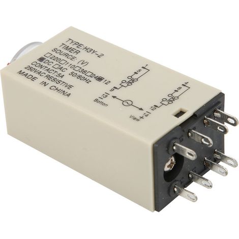 H3Y-2 Minuterie à retardement relais temporisateur 8 broches 0 à 5 s cadran réglable 5A multi-usage 12V CC (1/5)