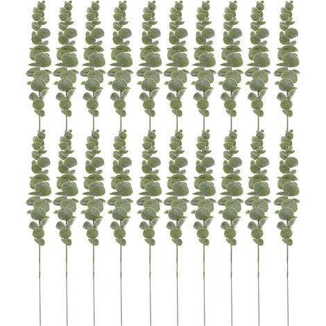 Lot de 20 Tiges de Verdure Artificielle Eucalyptus en PVC Texture Réaliste pour Bouquet et Décoration Maison, Entretien Facile, Usage Polyvalent (1/5)