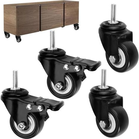 4 Pièces pivotantes pour Meubles, M8 x 25mm Chaise Bureau, Roulettes Charge Lourde Silence, Transport pour Appareils et Meubles, 140 kg (1/5)