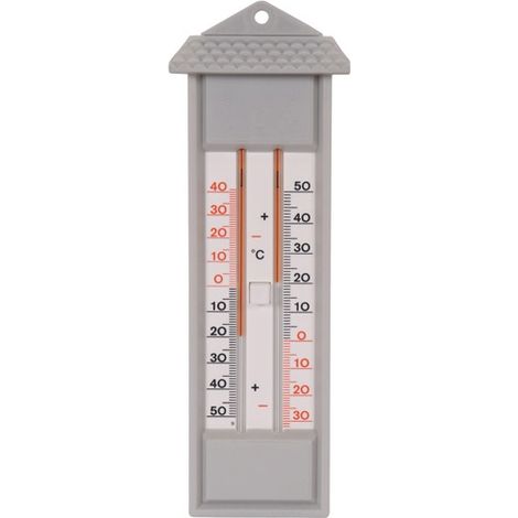 Thermomètre mini-maxi gris – Alimentation à pile – Mesure des températures minimales et maximales – Pour utilisation verticale à 1m – Spear & Jackson