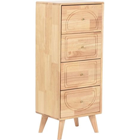 Commode scandinave bois clair 4 tiroirs style naturel - Bois naturel clair et doré (1/5)