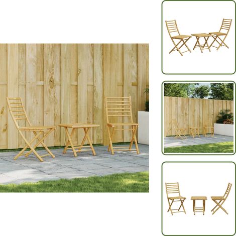 Ensemble de bistro 3 pcs bambou - Ensemble De Bistro - Mobilier De Jardin - Salon De Jardin - Table Pliante - Chaises Pliantes (1/5)
