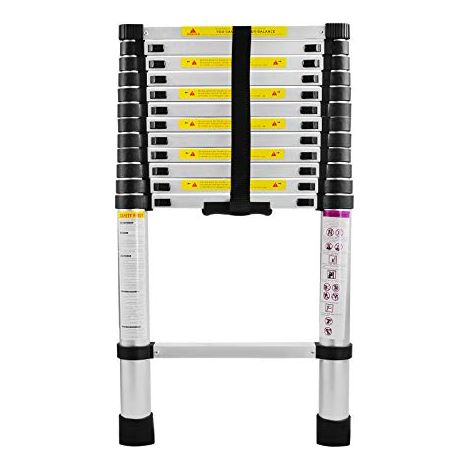 Naizy – Échelle télescopique aluminium 3.8m – Charge 150kg – 12 échelons – Rangement compact pour travaux intérieurs et extérieurs
