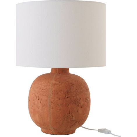 Lampe de table en poterie terracotta - terracotta et blanc (1/4)