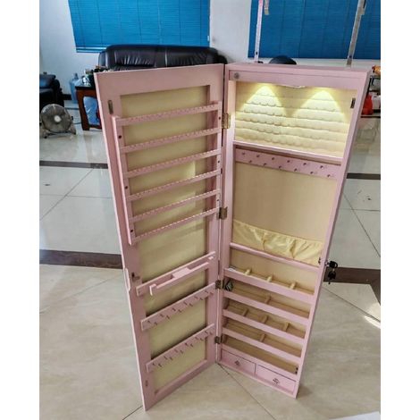 Armoire à Bijoux Mural Armoire Bijoux de Rangement 120 x 36 x 10 cm Rose