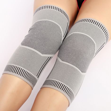 Orthèses de Genou Double Face en Graphène - Bois d'Absinthe Naturel - Protection Chaleur et Froid - Taille L (75-100 kg) - Gris - 1 Paire (1/5)