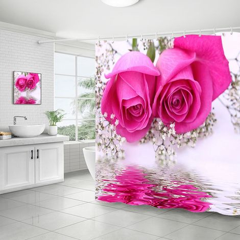 Rideau de douche, rideau de salle de bain, impression numérique 3D, rideau de douche résistant à la moisissure, tissu polyester imperméable, avec croc (1/5)