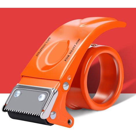 Scelleuse de boîtes métalliques, coupe-ruban adhésif, machine de scellage et d'emballage de boîtes, emballeur en plastique de 6,0 cm, métal/orange/6 cm de large. (1/5)