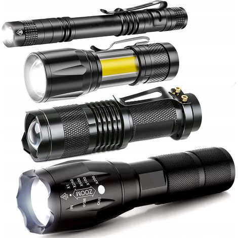 SET MIT 4 TAKTISCHEN MILITÄR-LED-TASCHENLAMPEN