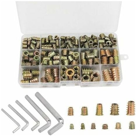 ZVD- Écrous Hexagonaux M4 M5 M6 M8 M10 avec Inserts Filetés, Alliage de Zinc Insert Fileté Hexagonale Écrous Inserts(230PCS) (1/4)