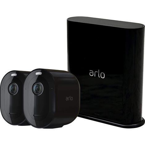Arlo Pro3, 2 Telecamere di videosorveglianza wi-fi 2K HDR, con faro e allarme, Visione Notturna a Colori, audio, interno ed esterno, Prova Arlo Secure Inclusa, Nero (1/4)