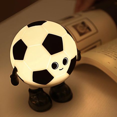 Veilleuse Enfant Football Tactile RGB Rechargeable USB-C 1200mAh Silicone Souple Anti-Stress Minuterie 30min Noir Blanc (1/4)