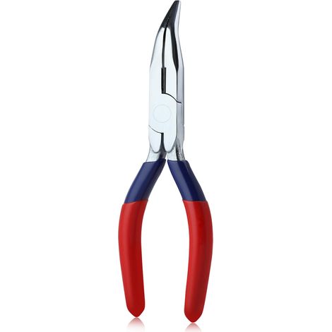 Mini pince à bec courbé de 15,2 cm avec mâchoire dentelée, mini pince à bijoux, pince fine de précision, outil de bijoux, pince à bec aiguille micro angle pour saisir et plier les fils (1/5)