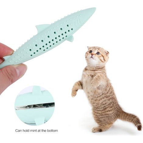 Jouet Chat Poisson En Silicone - 15,5 x 2,5 cm - Avec Orifices Aromatiques Pour Herbe À Chat - Idéal Pour Jeu Intérieur - 1 Pièce (1/5)