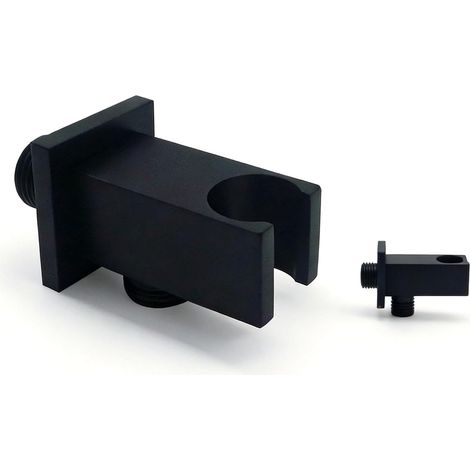 Coude d'alimentation mural avec support pour douchette, support de douche carré en laiton massif, filetage mâle G 1/2", raccord de flexible de douche, sortie d'eau murale à raccord rapide (1/5)