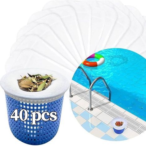Épuisette de surface - 40 pièces - 22 x 13 cm - Chaussettes filtrantes - Filtre réutilisable (1/5)