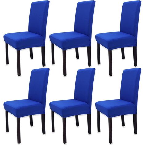 6er Set Stuhlhussen Königsblau, abnehmbar & waschbar, elastisch (1/5)