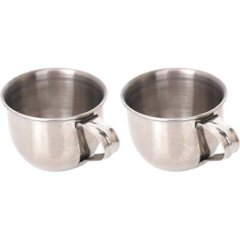 Set aus 2 Edelstahlbechern (Wasserbecher, Sakebecher, kleine Teetassen, Pflaumenweingläser) – 5,7 x 5,7 x 4 cm – Silber (1/4)