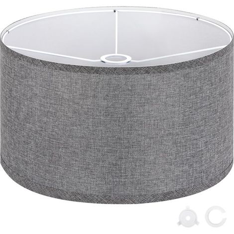 Abat-jour gris grands tambours pour lampadaires, 40,6 cm en haut x 40,6 cm en bas x 22,9 cm de haut, facile à assembler, abat-jours en lin de remplacement pour lampe de chevet (4,2 cm) (1/3)