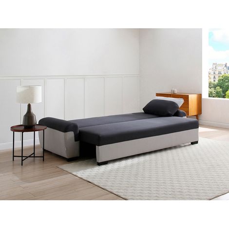Divano letto 3 posti in Tessuto Antracite e Grigio - GABY II (1/4)