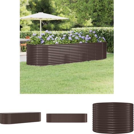 The Living Store - Hochbeet Pulverbeschichteter Stahl 322x100x68 cm Braun (1/5)
