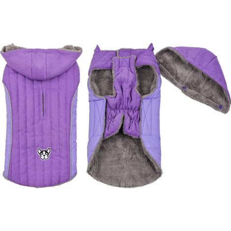 Veste chaude pour chien réfléchissante chapeau amovible d'hiver (violet, l)