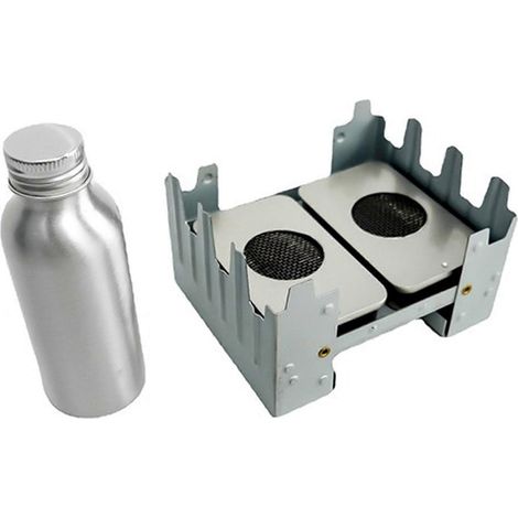 Cuiseur à alcool portable en acier inoxydable pour camping, mini-grill, réchaud à alcool pliable et compact. (1/5)