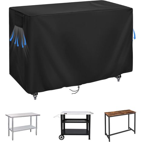 Funda para muebles de jardín, lona para mesa de jardín, tejido Oxford 420D, funda protectora impermeable para muebles de exterior, resistente al viento, color negro, 140 x 50 x 92 cm. (1/5)