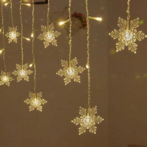 [JAMAIS UTILISÉ] Guirlande Lumineuse, Rideau Lumineux, 4m LEDs Lumières de Noël Flocon de Neige 8 Modes d'Eclairage, Decoration de Fenêtre, Noël, Mariage, Anniversaire, Maison, Pati, Blanc Chaud (1/4)