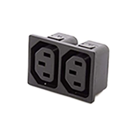 Connecteur IEC Femelle 2 X C13 RS PRO, Montage panneau, montage enfichable, 20A (1/2)