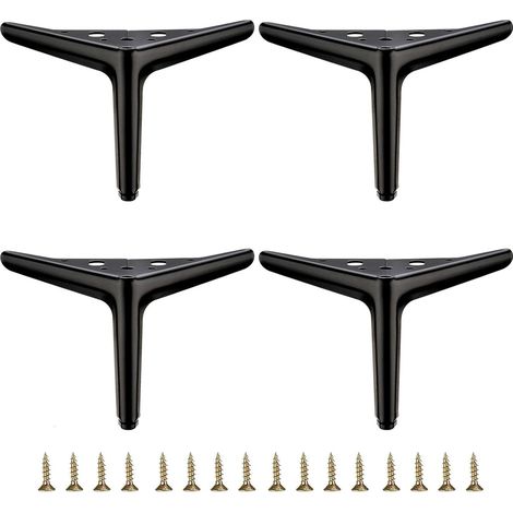 Patas de metal para muebles, patas para muebles de bricolaje, patas para sofás y sillas, juego de 4, negras, 12 cm. (1/5)