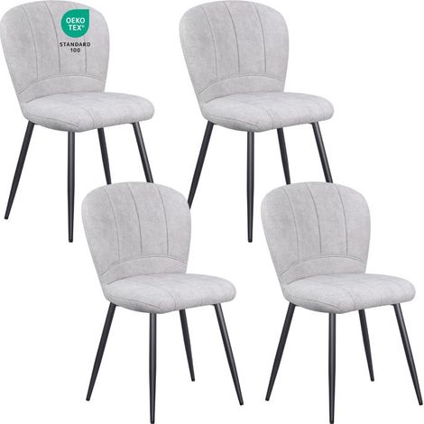 Chaises de Salle à Manger - WAFTING - Design Coquille - Tissu chenille - Pieds métal - Lot de 4 (1/5)