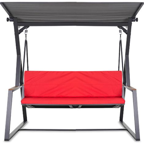 Coussin pour balançoire de jardin Rouge 100x60x50 cm avec housse amovible, coussin pour balancelle 2 places (1/5)