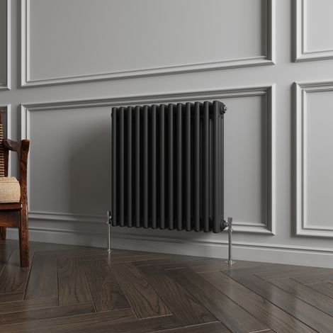 Traditional 3 Column Matt Black Radiator (600mm H × 605mm W) – 3868 BTU / 1134W – Cast Iron Style (1/5)