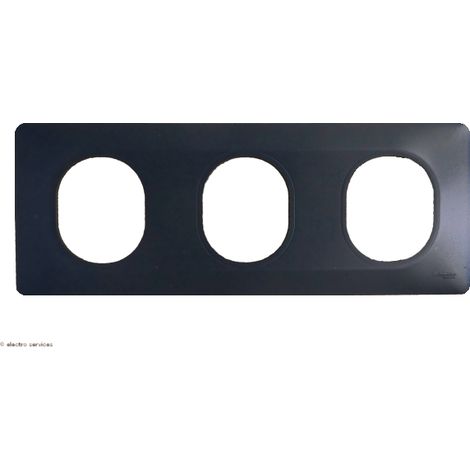 Schneider Electric – Plaque de finition Ovalis 3 postes horizontale 71 mm anthracite – Plastique rigide pour intérieur – S340706