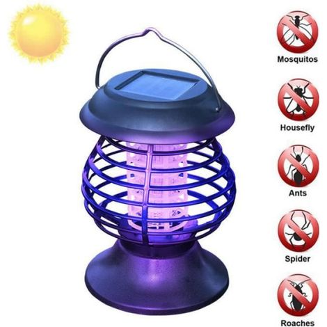 Lampe anti-moustique - - Solaire LED - Extermination physique - Sans bruit - Noir