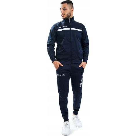 Tuta da allenamento da calcio GIVOVA con cerniera blu navy e bianca L (1/5)