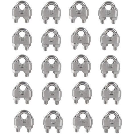 M3 Serre-câbles Etrier U Boulon Clip de Câble 304 Acier inoxydable Selle de pince de Câble Câble métallique Clips pour etendoir linge exterieur20PCS (1/5)