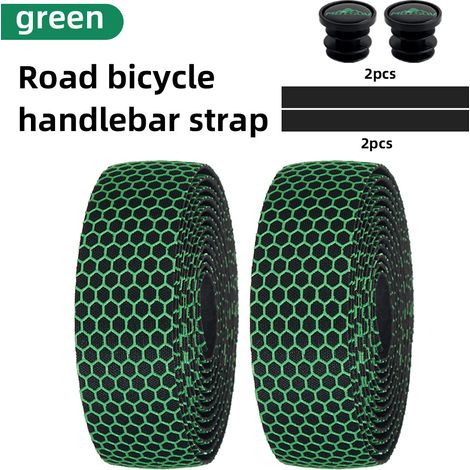 Kit de guidoline Hex Bike - 2 rouleaux - Antidérapant et absorbant les chocs - 2 m - Pour vélo de route, VTT et cyclisme sur route - Vert - Auto-adhésif et respirant