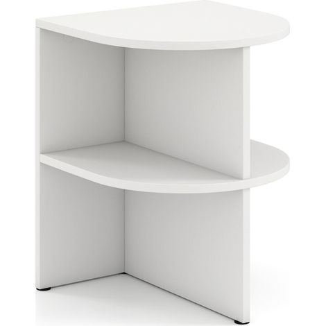 Tavolino a 2 ripiani a forma di mezzaluna con ripiani aperti da letto, Tavolino semicircolare da caffè per spazi ridotti Bianco (1/5)