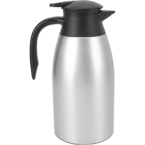 Théière isotherme en acier inoxydable 304, couvercle étanche, capacité 2 L, poignée de transport, nettoyage facile, distributeur de café isotherme argenté (1/5)