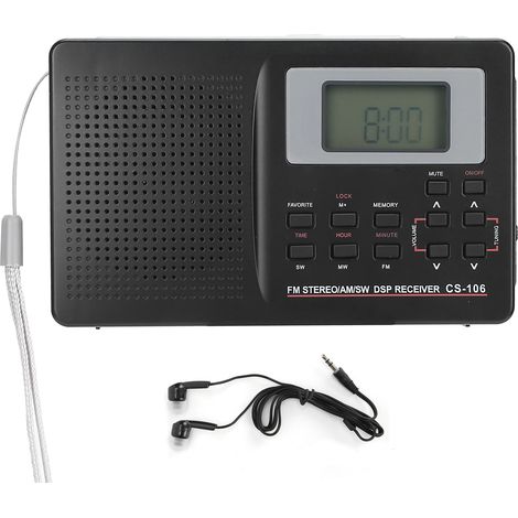 Radio FM/AM/SW/MW Mini avec Réveil Numérique et Écouteurs - CS-106 (1/5)