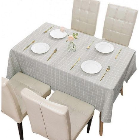 Nappe à carreaux blancs, facile à nettoyer, résistante aux taches, imperméable et oléofuge, idéale pour les pique-niques, les fêtes et les dîners en extérieur. (1/5)
