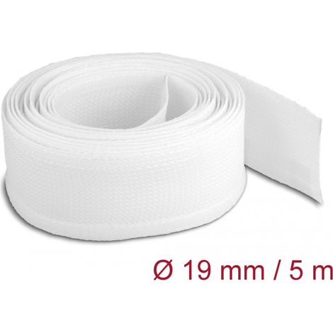 Delock Funda trenzada con cierre de gancho y lazo 5 m x 19 mm blanco
