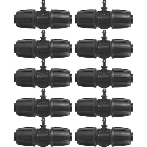 Raccord de tuyau d'arrosage, lot de 10 pièces  raccord en T pour tuyau d'arrosage et fil barbelé, 16 mm à 4/7 Lock, 8,4 x 4,2 cm, utilisé pour la pulvérisation et l'irrigation