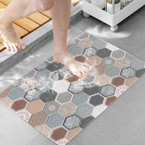 Rutschfeste Duschmatte, 40 x 60 cm, rutschfeste Badewannenmatte mit Abfluss, weiche PVC-Luffa-Badematte fürs Badezimmer, schnelltrocknende Duschmatte für Nassbereiche (1/4)
