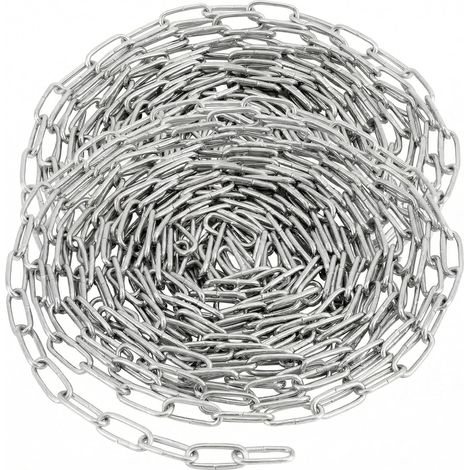 2 Pièces Chaîne acier galvanisé - Ø 2 mm - 5 m - résistant à la rouille - pour corde à linge/plantes suspendues/chaîne pour chien/antivol de vélo/décoration DIY (1/5)