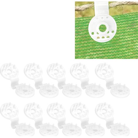 100 clips de fixation pour filet d'ombrage, blancs (1/5)