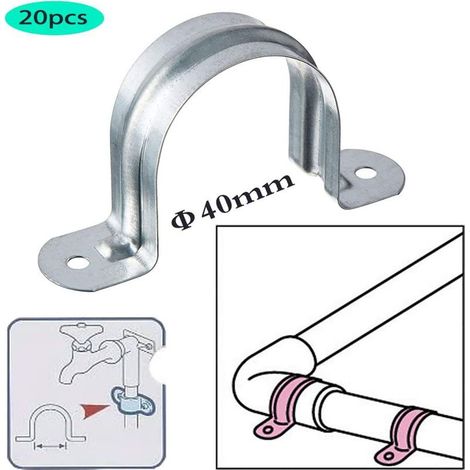20pcs Collier de Serrage Tuyau Inox 304, Bride en U pour Tubes, Clip de Tuyau à Deux Trous, Sangle de Tension pour Tuyauterie, Fixation pour Conduits (1/5)